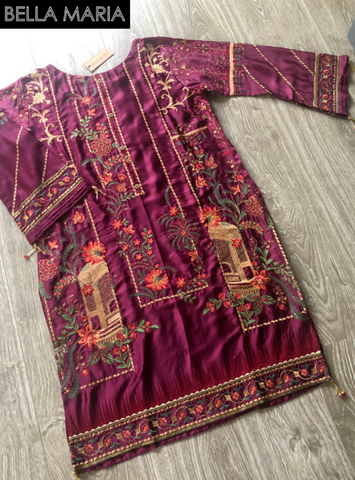 Bin Saeed Embroidered Silk Kurti PKBS SHIRT 38 #13